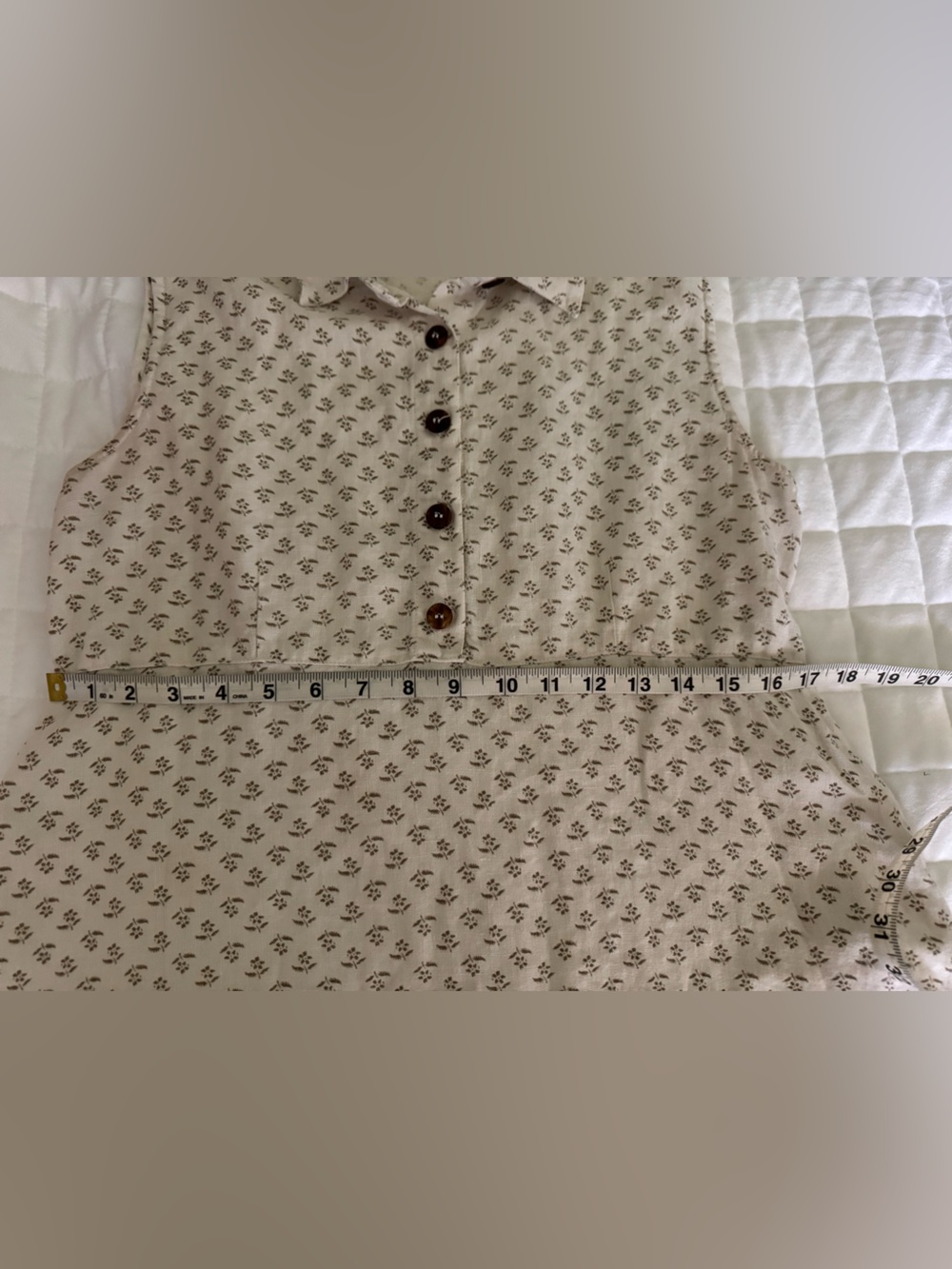 Bohemia 100% Linen Sleeveless Cream Collared Button-Front Dress Size Medium - Picture 10 of 12